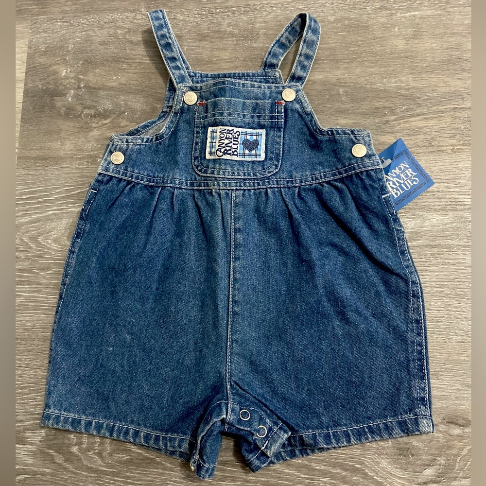 Vintage Canyon River Blues Infant Blue Denim Romper Size 18 Months New With Tags